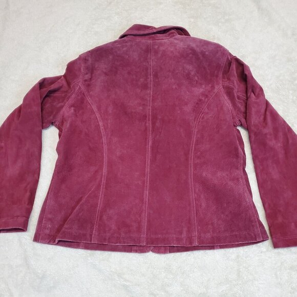 Chico Red Maroon Leather Suede Jacket Women Large 2 Feminine Luxury Boho Classic - Picture 3 of 9